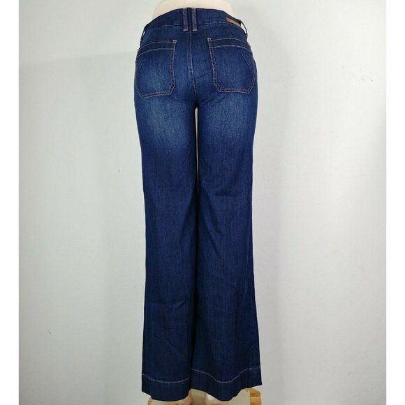 Level 99 Flared Wide Leg Women's Blue Denim Jeans - Picture 4 of 12